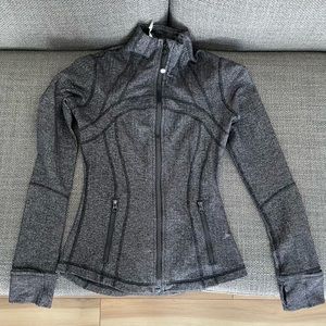 Lululemon, size 4, heathered black herringbone pattern jacket